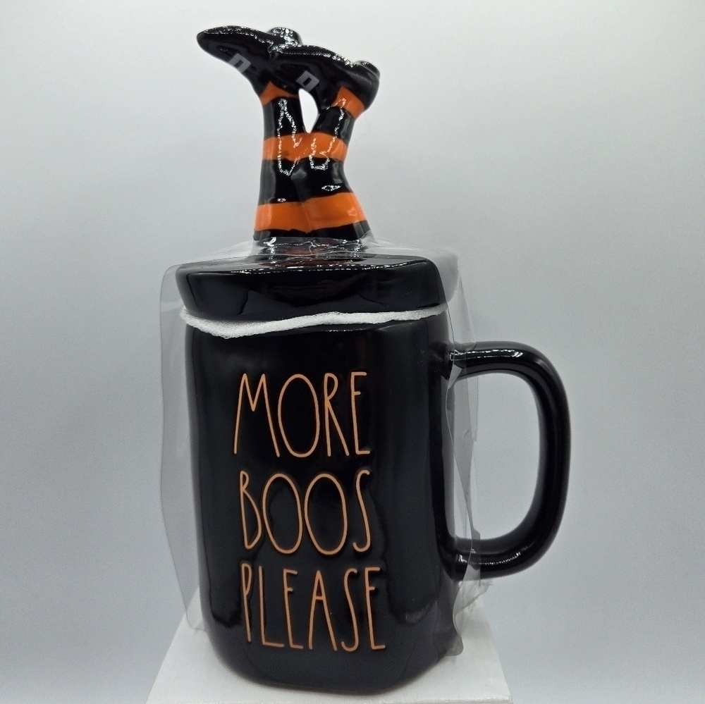 Rae Dunn More Boos Please Black Witch Legs Ceramic Mug